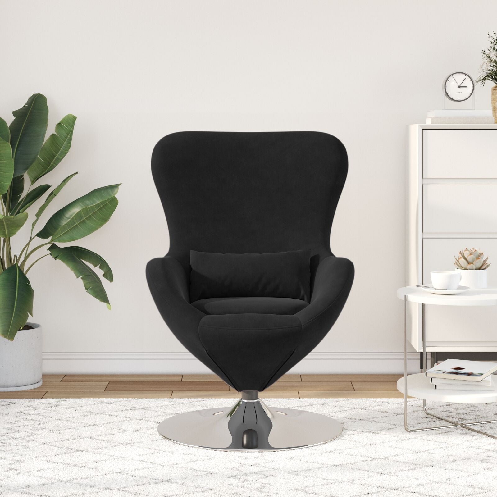 Zane | Swivel Egg Chair in Black Velvet
